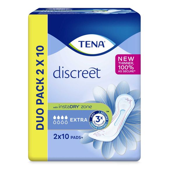 Tena Discreet Extra Duo Pack Incontinence Pads X20 20 Pack